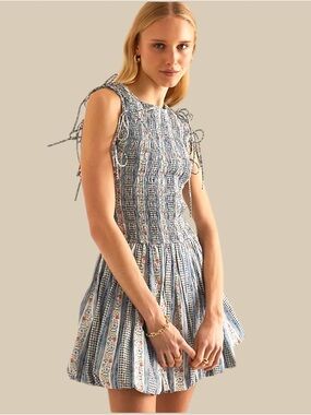 Damson Madder Becca Bubble  Paper Wall Floral Mini Dress Cottage Core Size US 6